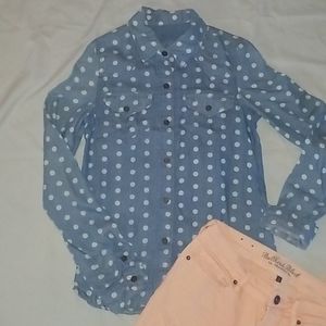 Bullhead chambray polka dot top